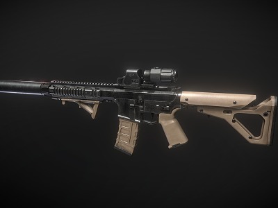 Assault Rifle AR15 Fully Automatic Rifle 3d model