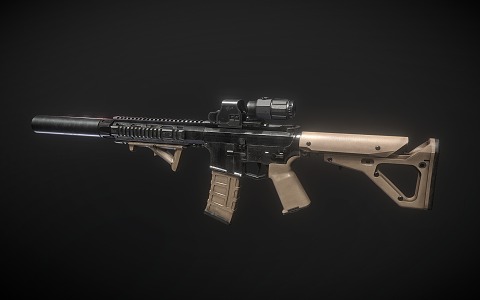 Assault Rifle AR15 Fully Automatic Rifle 3d model