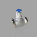 Silver Pipeline Valve With Blue Control Knob And Metallic Body Structure