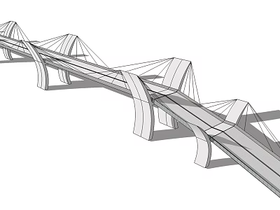 Modern Arch Bridge Design With Cable Stays And Sleek Structural Lines 3d model