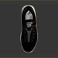 Black Sporty Sneakers With White Sole Red Worldwide Text And Green Accents Air Cushion Design
