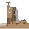 Modern cat climbing frame 3d model