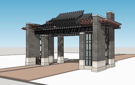 new chinese style gate 3d model