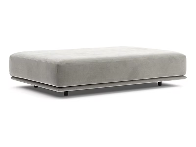 Modern Gray Upholstered Sofa Stool With Black Legs For Living Room 3d model