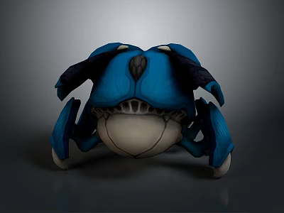 Blue Crab 3D Sculpture With Detailed Carapace Legs And Gray Background Front View 3d model