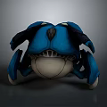 Blue Crab 3D Sculpture With Detailed Carapace Legs And Gray Background Front View
