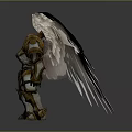 Angelic Warrior Character With Golden Armor And Large White Wings
