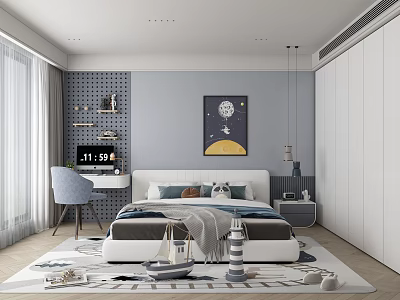 Modern Kids Bedroom Interior With Bed Toys And Decor 3d model