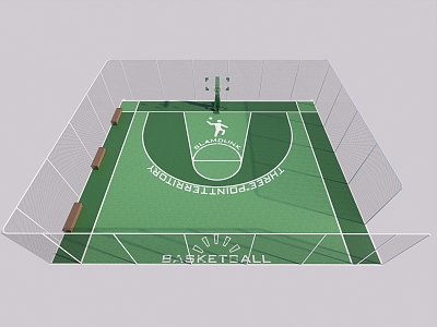 outdoor basketball court half court basketball court 3d model