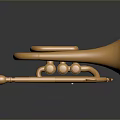 Golden Brass Trumpet with Shiny Finish and Valves on Reflective Surface for Daily Use