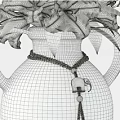 White Vase With Two Handles And Decorative Chain Holding Fresh White Lilies On Dark Background