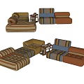 Modern Modular Sectional Sofas With Striped Patterns And Various Colors For Living Room 3d model