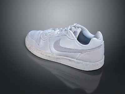 Clean White Low Top Casual Sneakers With Smooth Leather Upper For Daily Wear 3d model