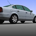 Silver Sedan Car Rear Side View With Windows Wheels And Antenna