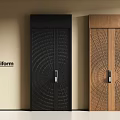 Poliform Black And Wooden Security Doors With Radial Pattern Design Details