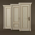 Stylish Cream Hinged Doors With Different Designs Diamond Patterns And Metal Handles 3d model