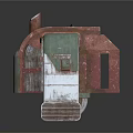 Industrial Mechanical Equipment With Rusty Red And Green Casing And White Pipes Components