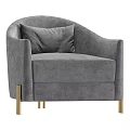 Light Gray Velvet Single Sofa With Gold Legs And Decorative Cushion Pattern 3d model