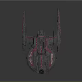 Dark Colored Cosmic Spaceship With Pink Accent Lines And Sleek Design