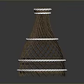 Woven Rattan Household Decor Item With White Ring Accents And Conical Shape