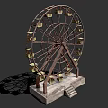 Ferris Wheel Amusement Equipment With Metal Structure Cabins And Concrete Base Steps