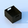Black Square Striped Storage Basket With Handle And Rivet Details For Home Organization