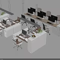 Modern Office Desks Setup With Computers Office Chairs And Green Desk Plants