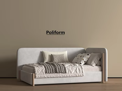 Modern Kids Bed Interior Design With Soft Pillows Cozy Blanket And Simple Style 3d model