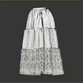 White Layered Skirt With Ruffled Design And Delicate Lace Trim