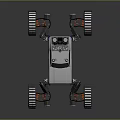 Futuristic Off Road Vehicle With Large Red Rimmed Wheels And Metallic Silver Body