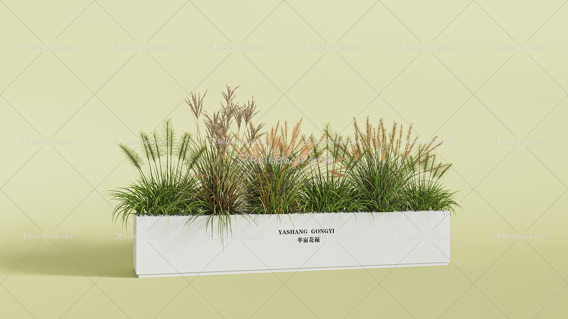 combination of flowers and plants combination of plants green plants potted reed dogtail grass 3d model