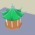 Traditional Chinese Pavilion with Green Roof White Pillars Traditional Eaves and Hexagonal Base