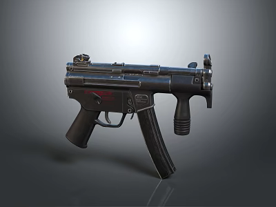 Black Submachine Gun With Detachable Magazine Folding Stock And Tactical Barrel Design 3d model