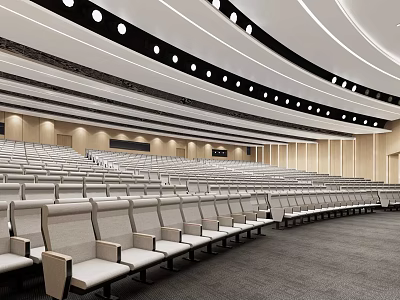Modern Spacious Conference Room Interior Design With Neat Seating And Curved Lighting 3d model