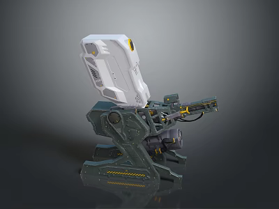 Robot Character And Biological Creature With White Mechanical Armor And Gray Base 3d model