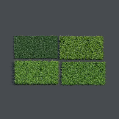 Four Square Green Grass Patches Arranged In Grid Pattern Against Gray Background 3d model