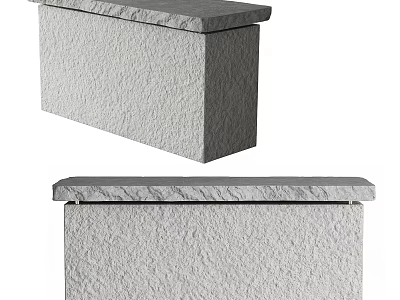 Two Grey Stone Rectangular Blocks With Textured Surfaces And Smooth Tops 3d model