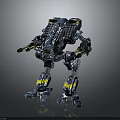 Futuristic Blue Mecha Robot with Biomechanical Armor and Advanced Weapon Systems 3d model