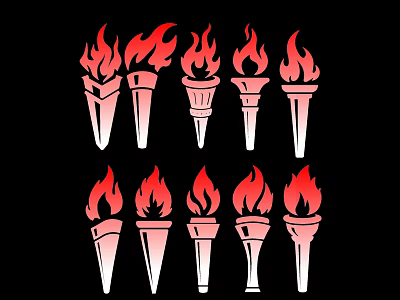 Decorative Torch Shaped Pendant with Red Flame on Black Background 3d model