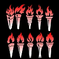 Decorative Torch Shaped Pendant with Red Flame on Black Background 3d model
