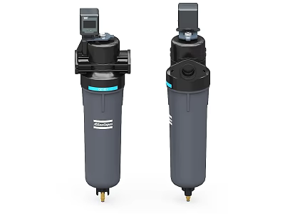 Industrial Compressed Air Filters With Gray Body Black Top And Blue Ring 3d model