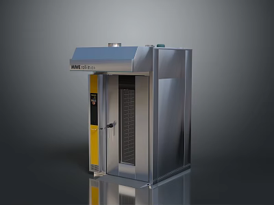 Industrial Silver Metal Door With VAN ALSTINE Logo Yellow Panel And Black Handle 3d model