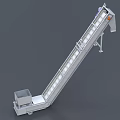 Industrial Inclined Conveyor System With Metal Structure And Hopper For Material Handling