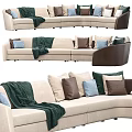 Modern Beige Sectional Sofa With Mixed Color Pillows And Cozy Green Throw Blanket