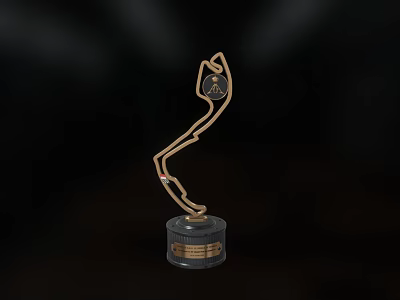 Stunning Golden Curved Trophy With Engraved Base And Elegant Design 3d model