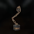 Stunning Golden Curved Trophy With Engraved Base And Elegant Design