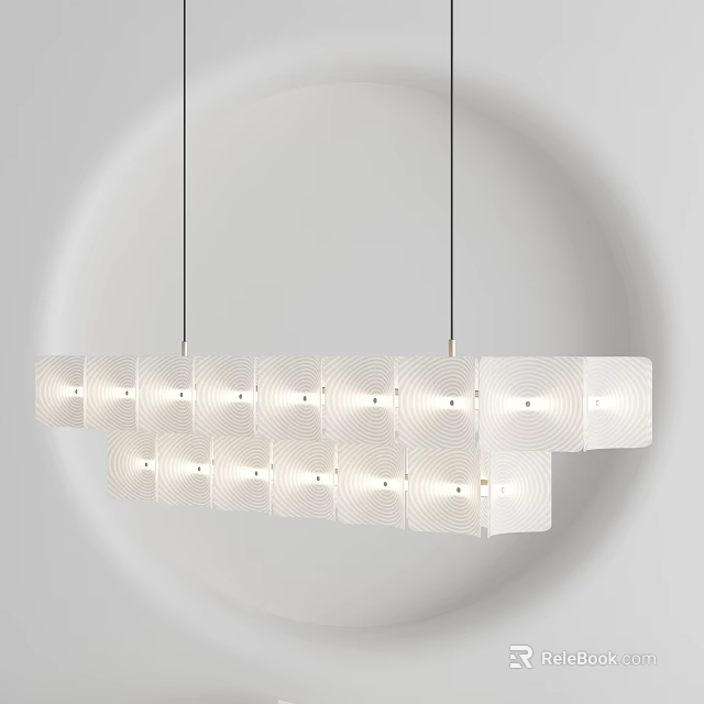 Modern White Chandelier With Geometric Layered Multiple Light Units For Contemporary Interior 3d model