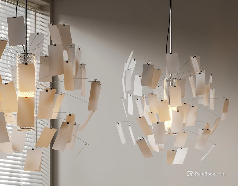Modern Geometric Chandelier With Hanging Panel Design For Interior Space Lighting 3d model