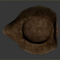 Vintage Brown Leather Hat With Stitched Detailing And Classic Brim Design