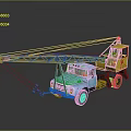 Utility Vehicle Featuring Blue Truck Body Yellow Crane Arm Cab And Lifting Hook